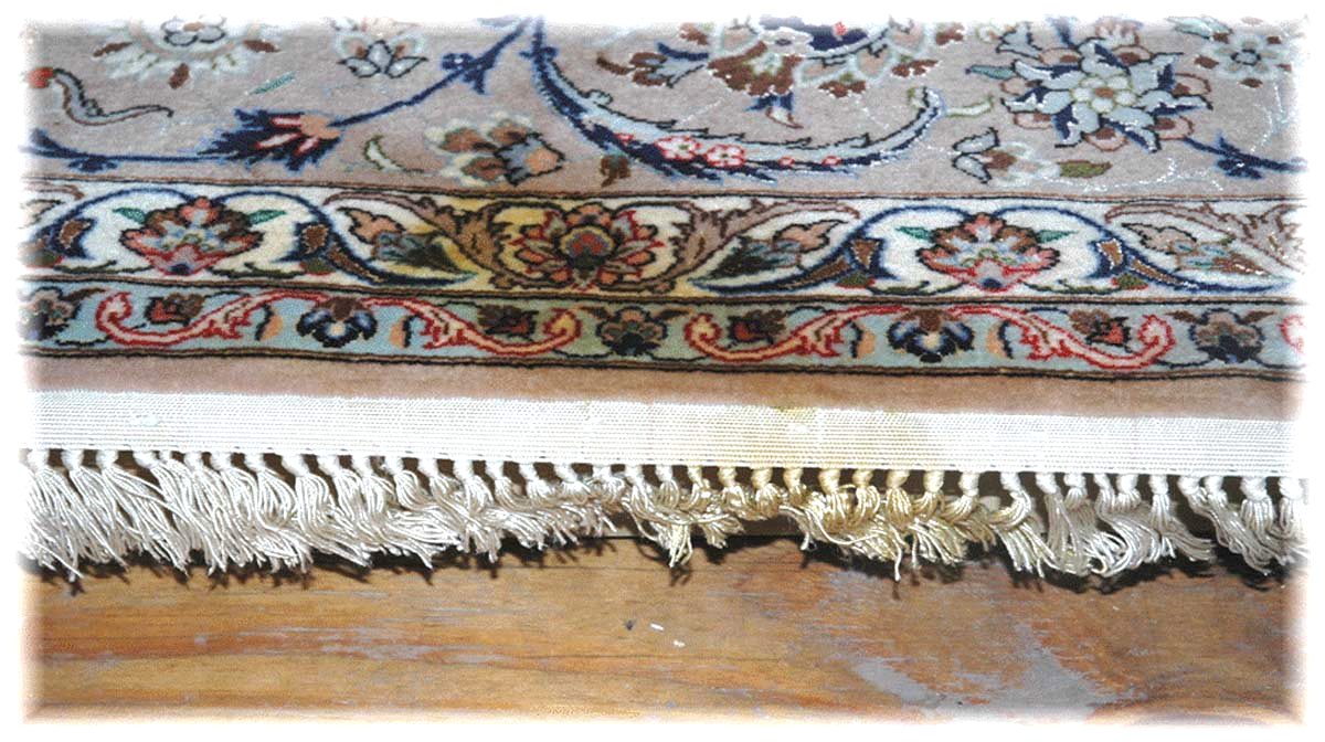 Silk oriental rug handmade. urine stain on silk oriental rug. Customer from Highland beach Florida. Clean by Meir Martin PetPeePee System.